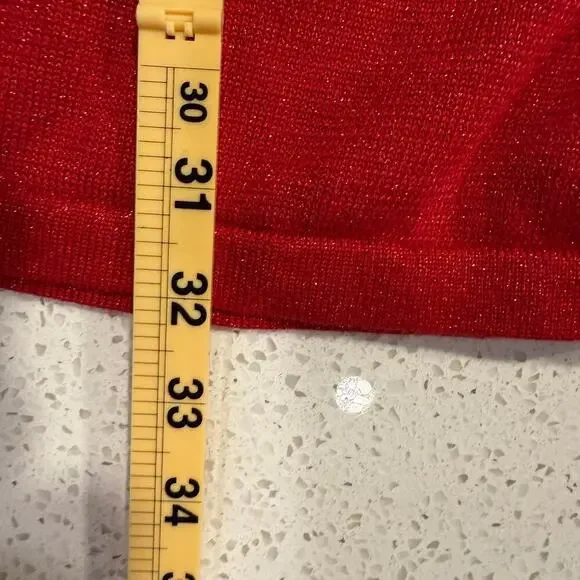 Free People Red Metallic Knit Long Sleeve Sweater Dress Small Holiday Cocktail - Picture 7 of 7